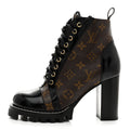 Louis Vuitton Patent Calfskin Monogram Star Trail Ankle Boots 38 Black