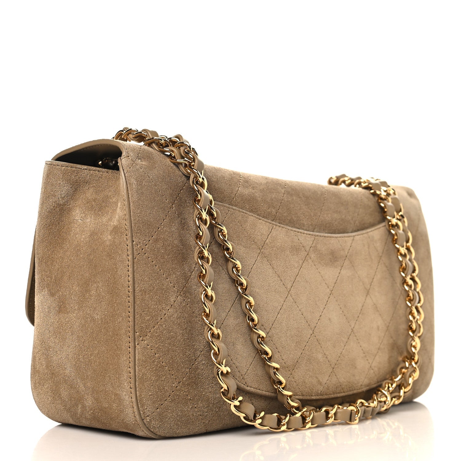 Chanel Suede Calfskin Small Souplissimo Maxi Flap Dark Beige