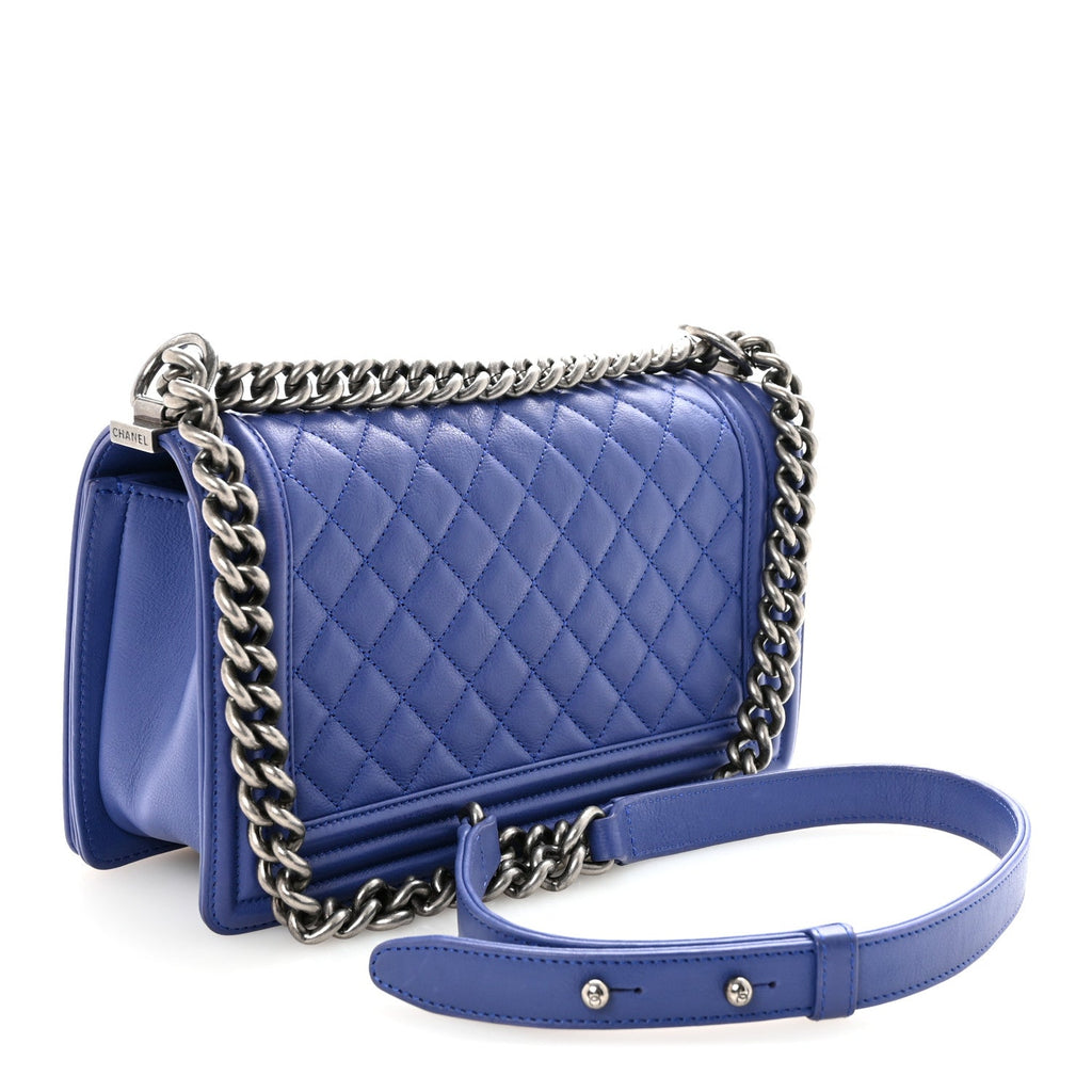 Chanel Calfskin Quilted Medium Boy Flap Blue