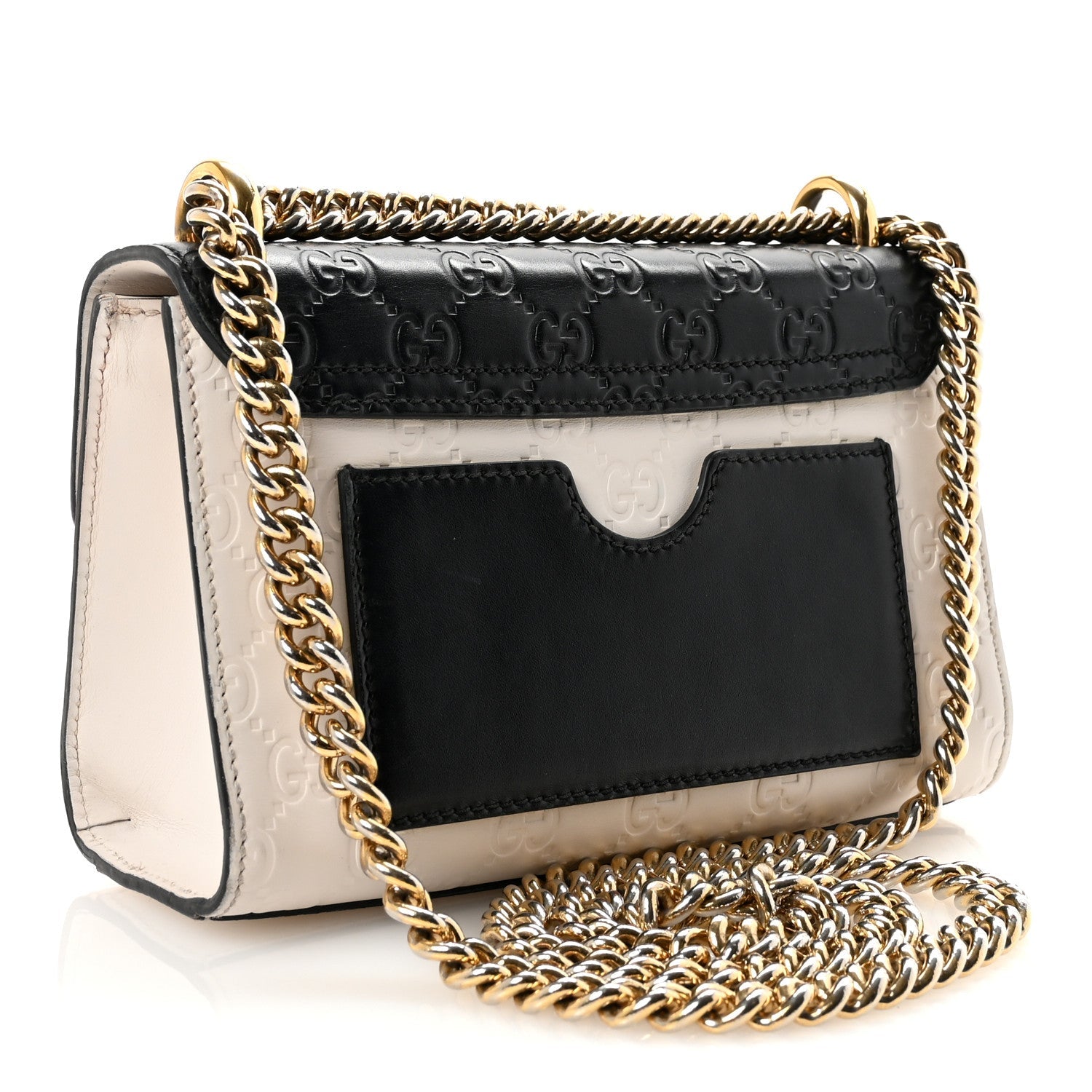 Gucci Guccissima Small Padlock Shoulder Bag Black White