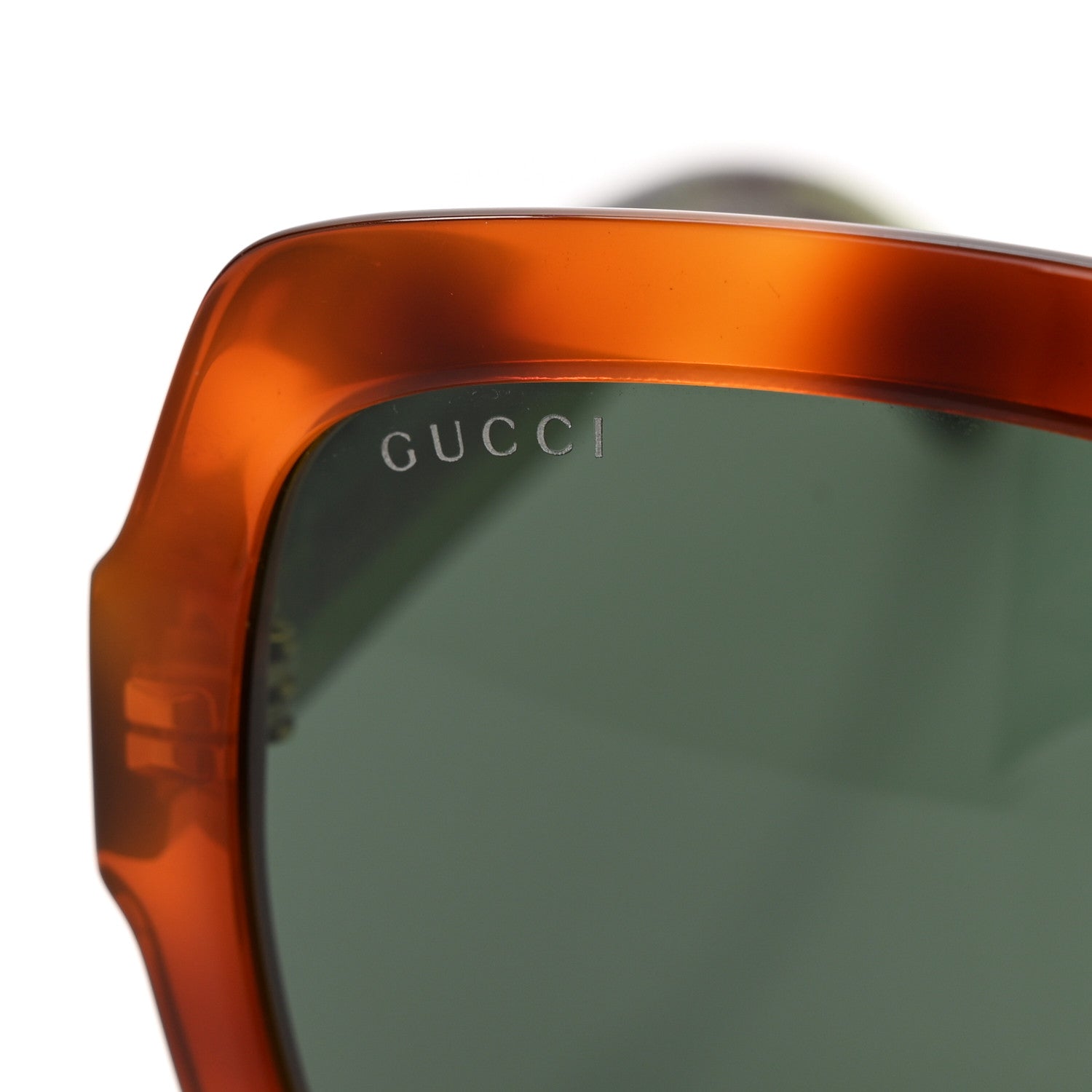 Gucci Acetate Square Frame Web Glitter Sunglasses GG0036SN Havana
