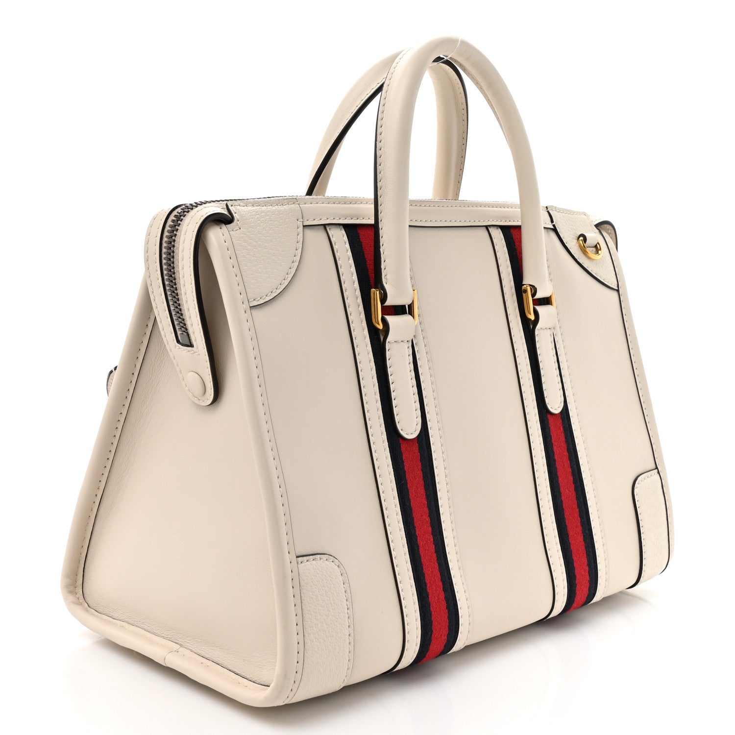Gucci Koi Calfskin Medium Bauletto Duffle Top Handle Bag White