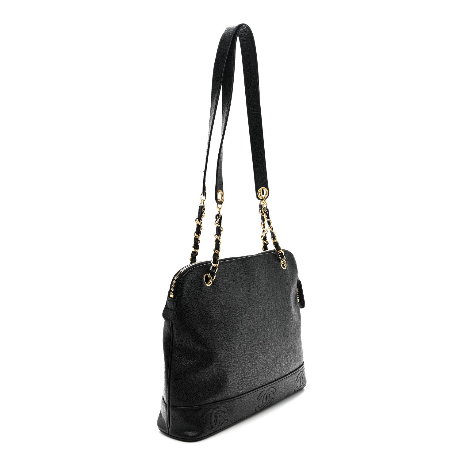 Chanel Caviar Triple CC Shoulder Bag Black