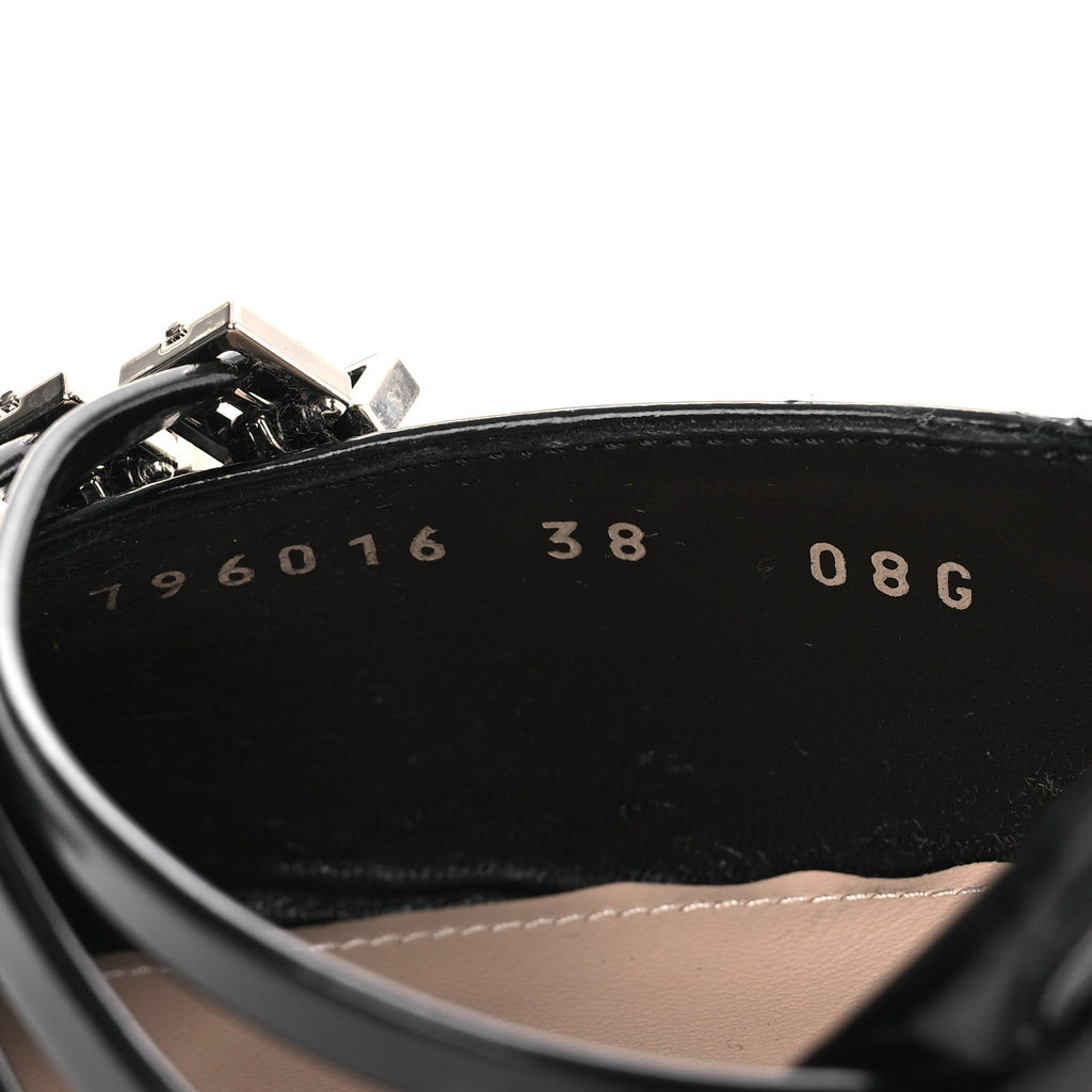 Gucci Patent Regent Calfskin Walma 65 Buckle Slingback Pumps 38 Black