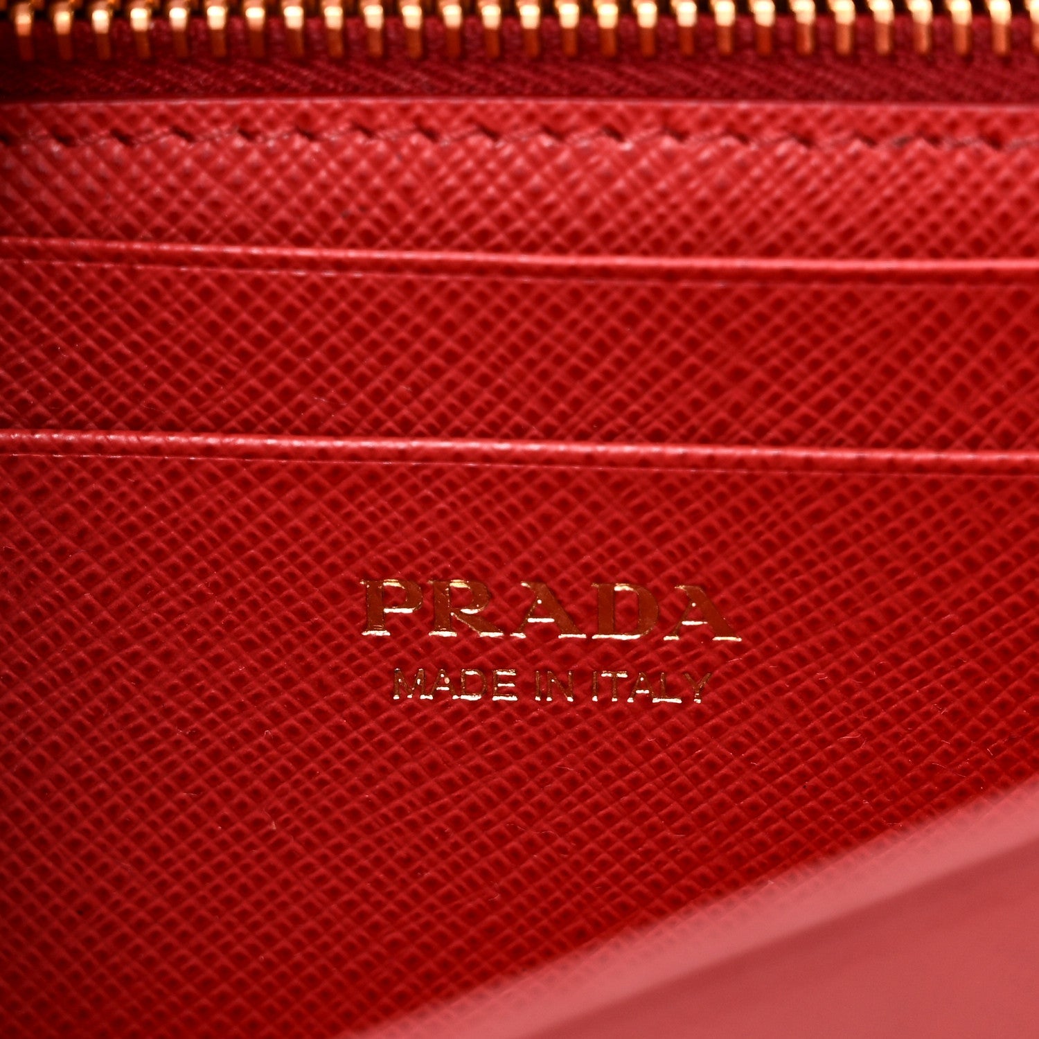 Prada Saffiano Metal Oro Mini Bag Fuoco