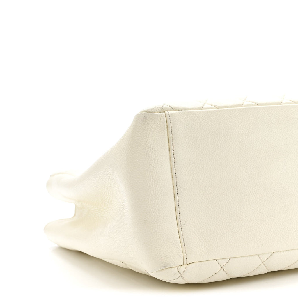 Chanel Caviar Quilted Grand Shopping Tote GST White