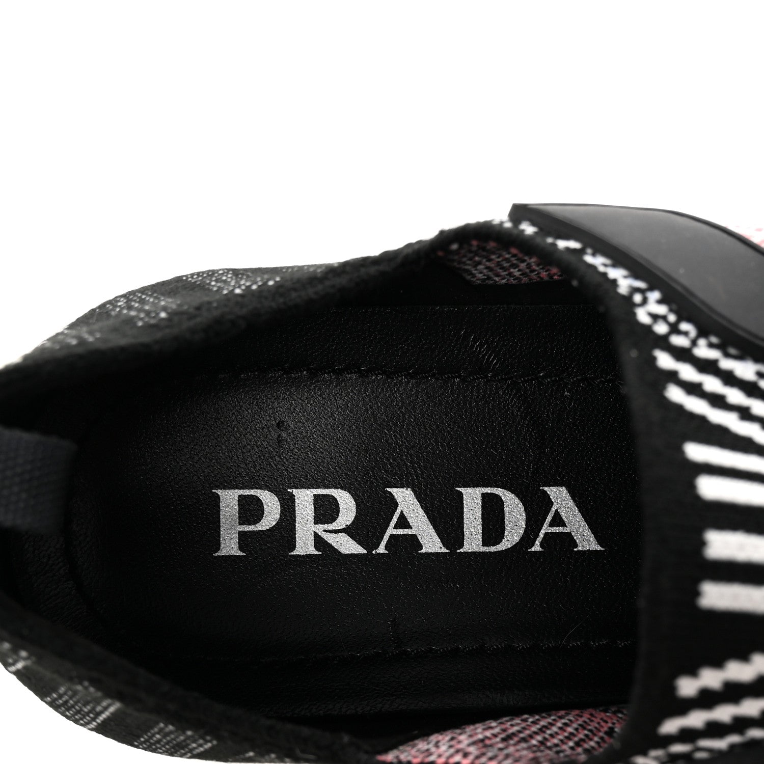 Prada Rubber Knit Printed Fabric Cloudbust Air Sneakers 37 White Pink Black