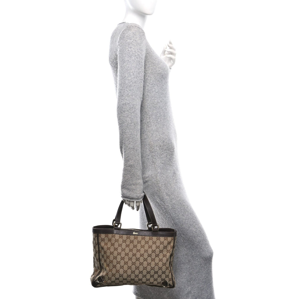 Gucci Monogram Medium Abbey Tote  Brown