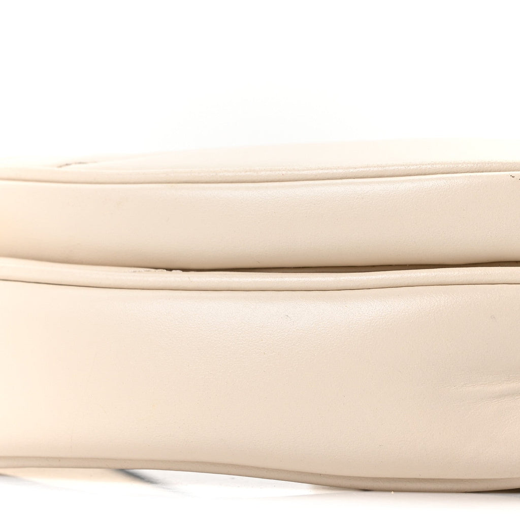 Gucci Calfskin Matelasse Diagonal Mini Interlocking G Heart Shoulder Bag Mystic White