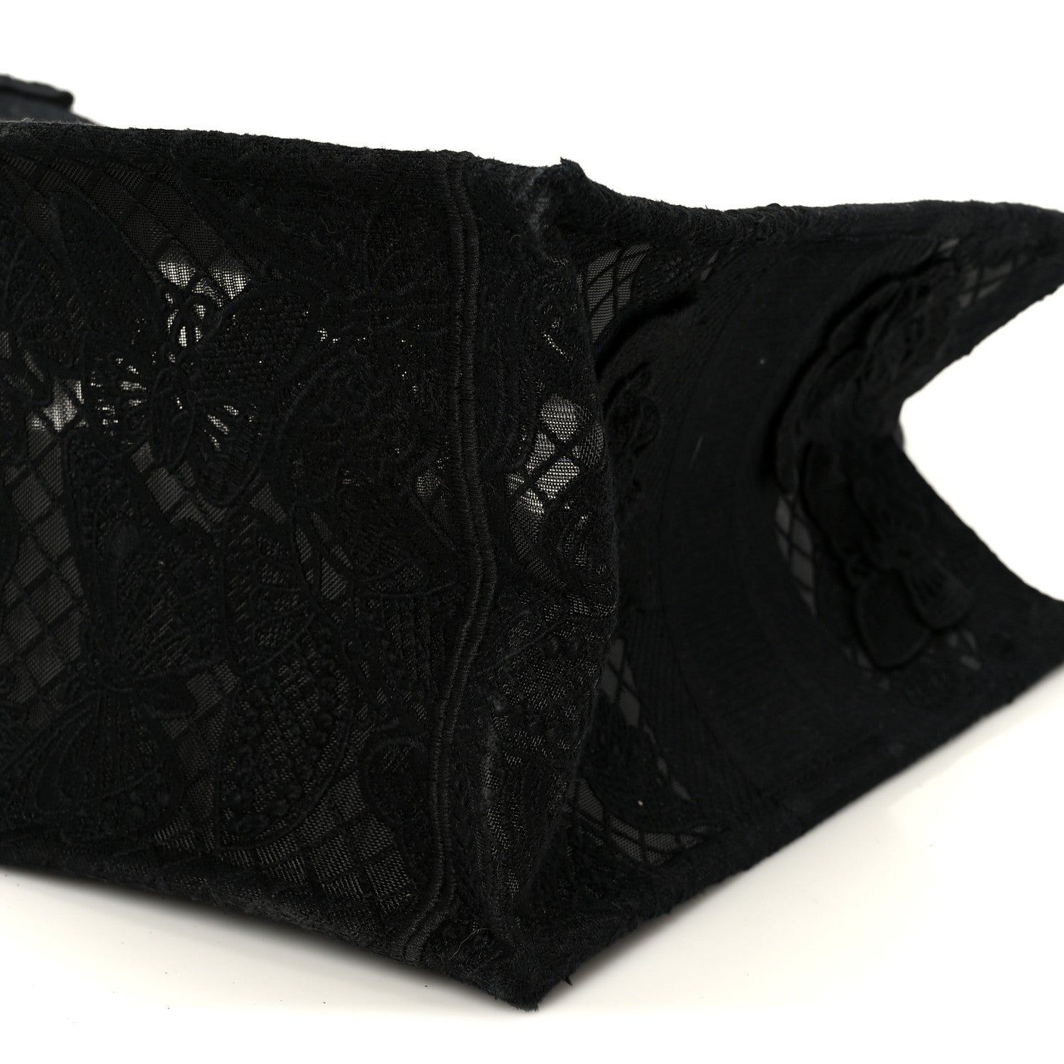 Christian Dior Embroidered 3D Macrame D-Lace Butterfly Medium Book Tote Black Multicolor