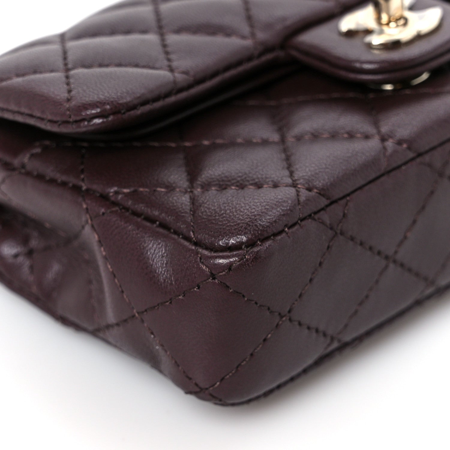Chanel Lambskin Quilted Mini Flap Bag Charm With Hook Dark Brown