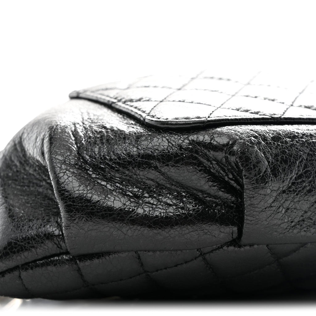 Chanel Crumpled Glazed Lambskin Quilted Waist Bag Fanny Pack Black