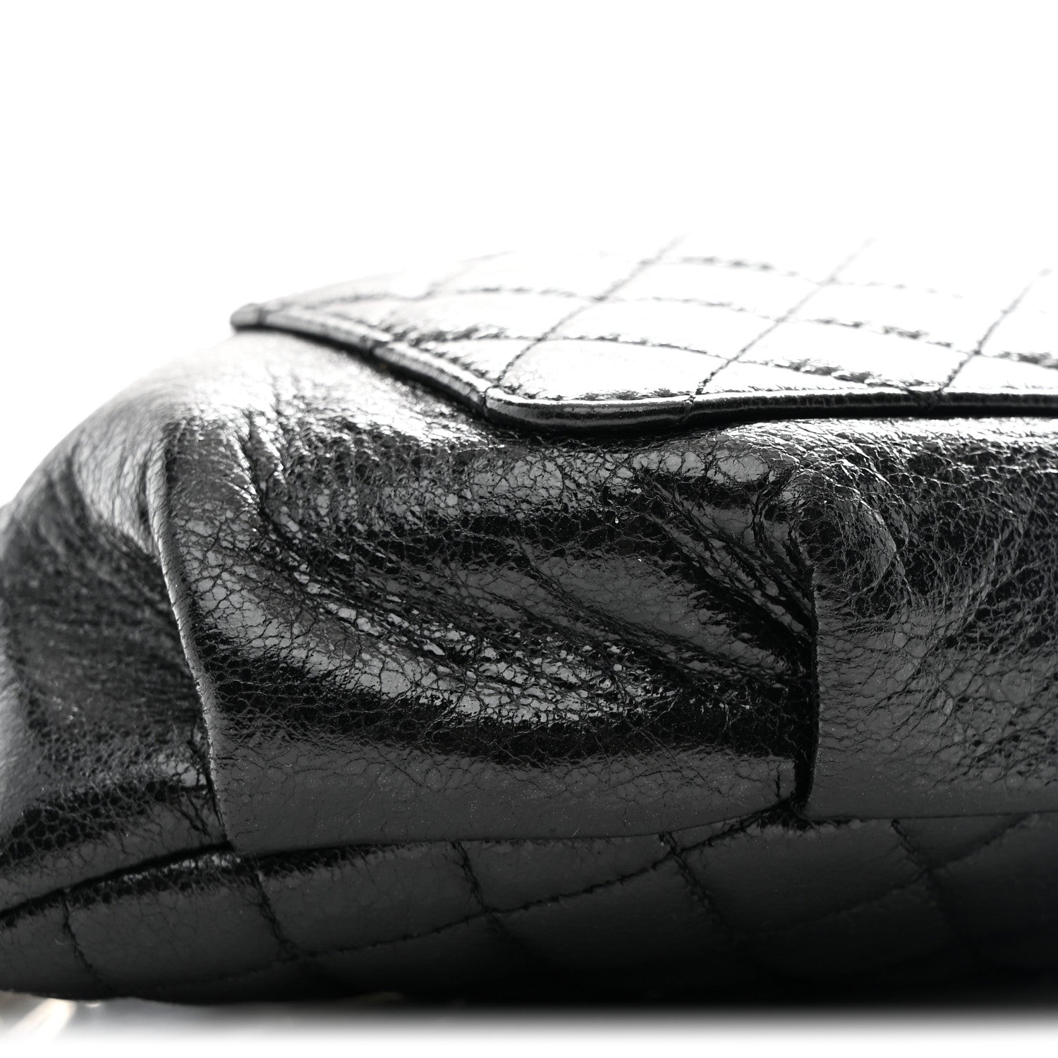 Chanel Crumpled Glazed Lambskin Quilted Waist Bag Fanny Pack Black