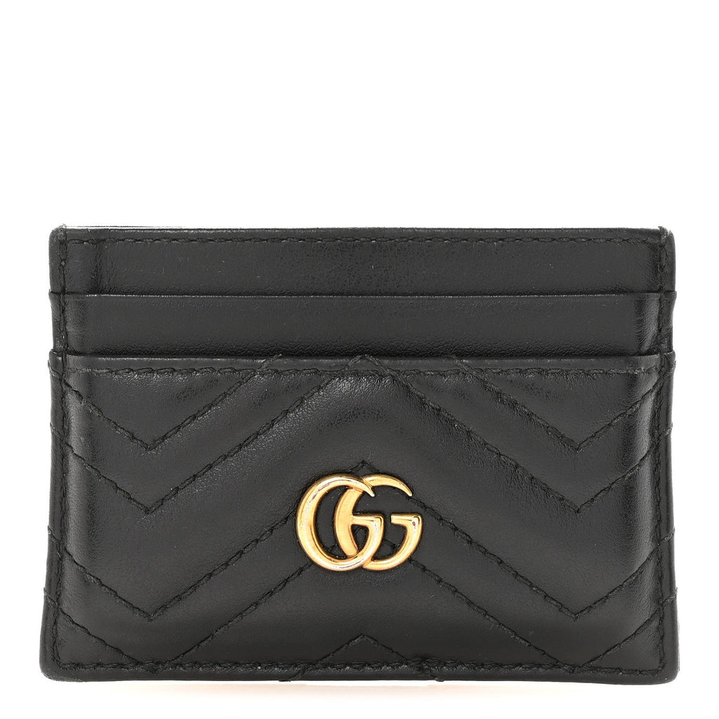 Gucci Calfskin Matelasse GG Marmont Card Holder Black