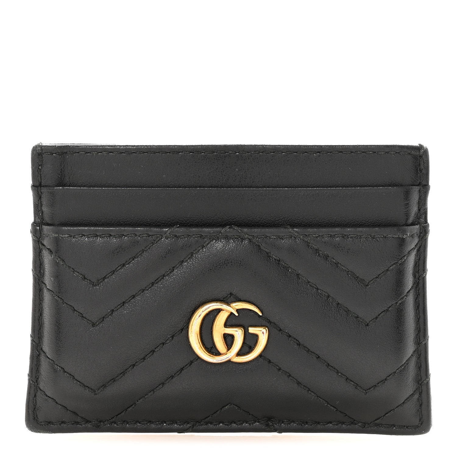 Gucci Calfskin Matelasse GG Marmont Card Holder Black