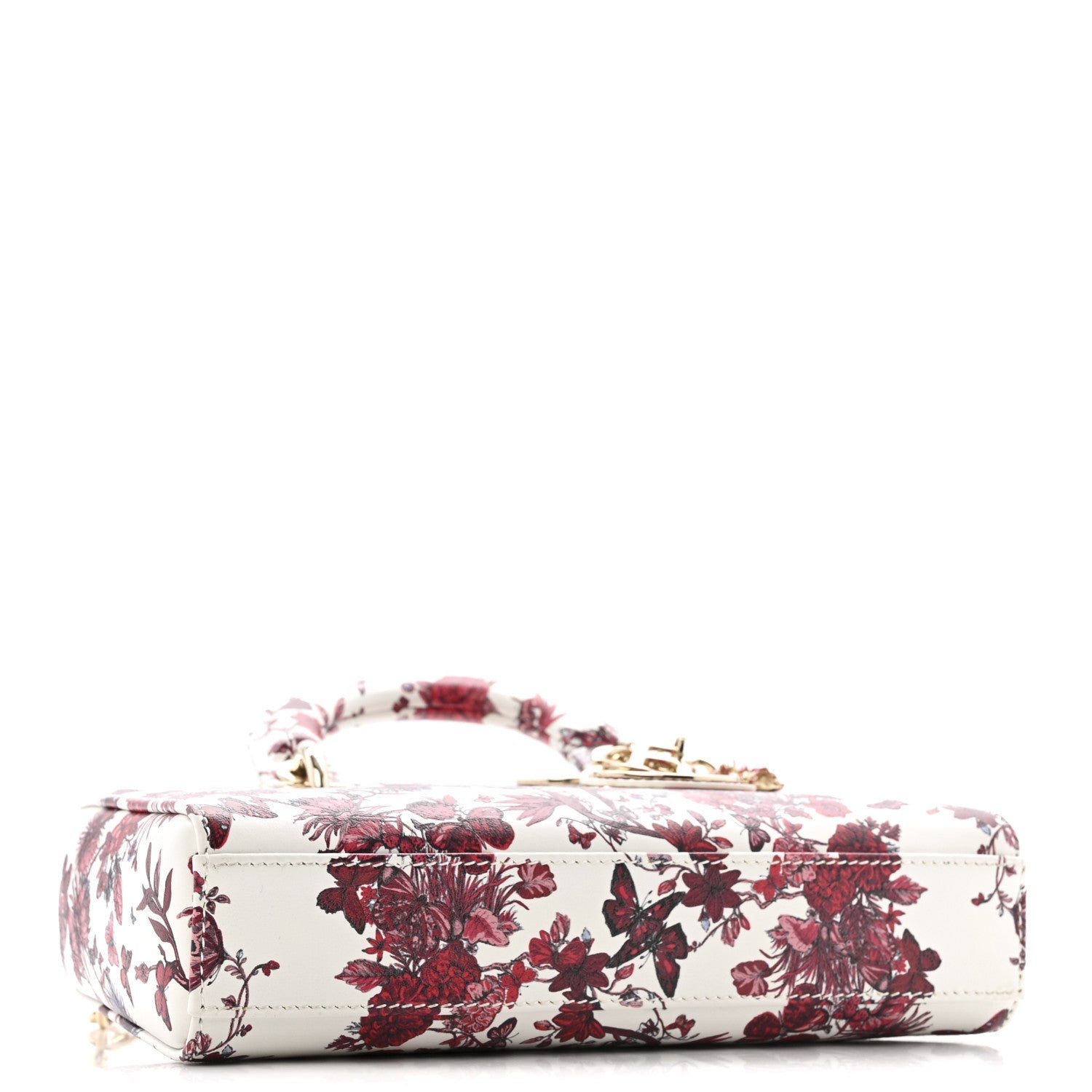 Christian Dior Calfskin Le Coeur Des Papillons Small Lady D-Joy White
