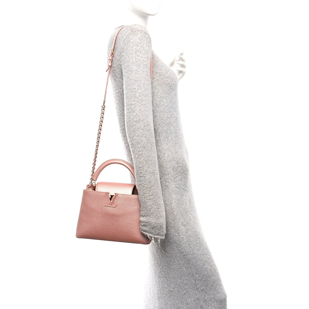Louis Vuitton Metallic Taurillon Capucines BB Pearly Pink