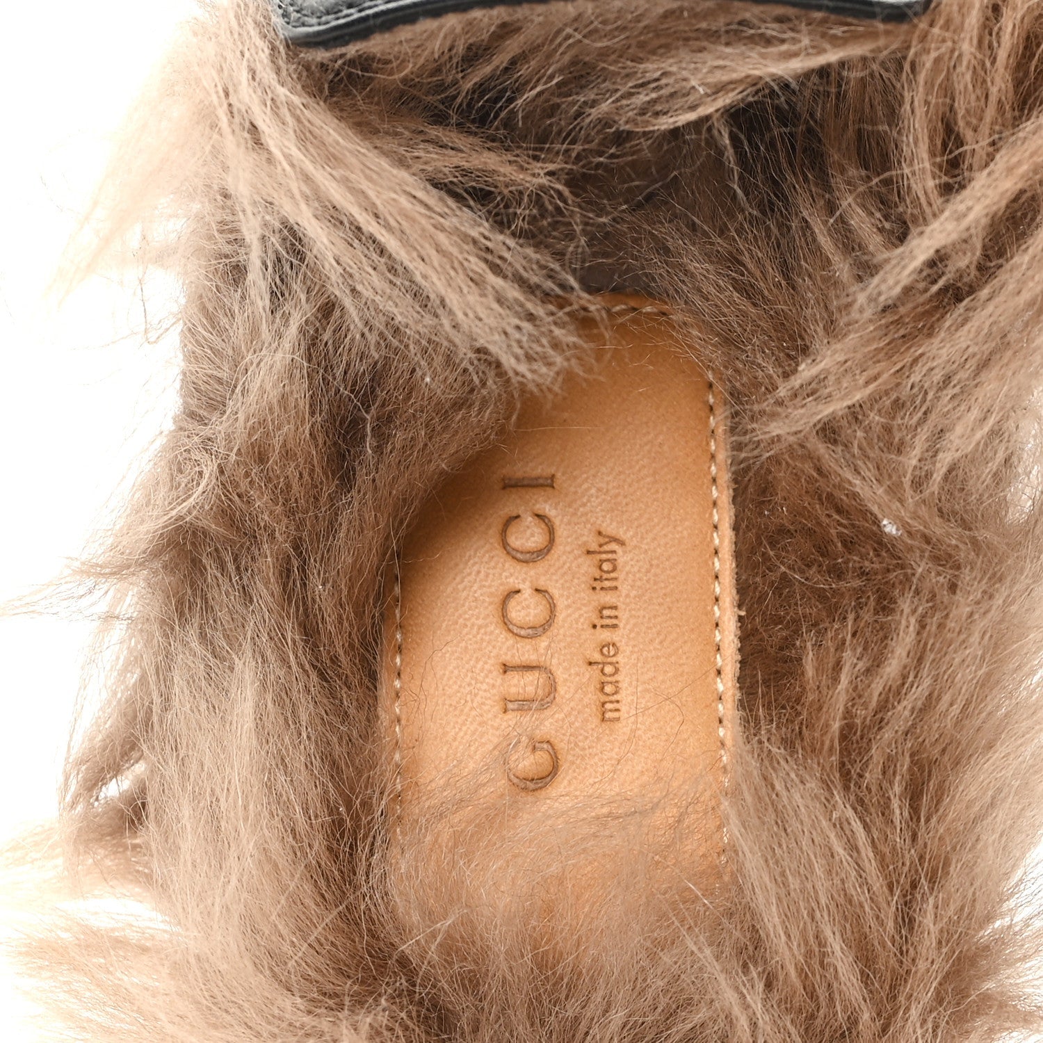Gucci Calfskin Fur Womens Princetown Slippers 35 Black