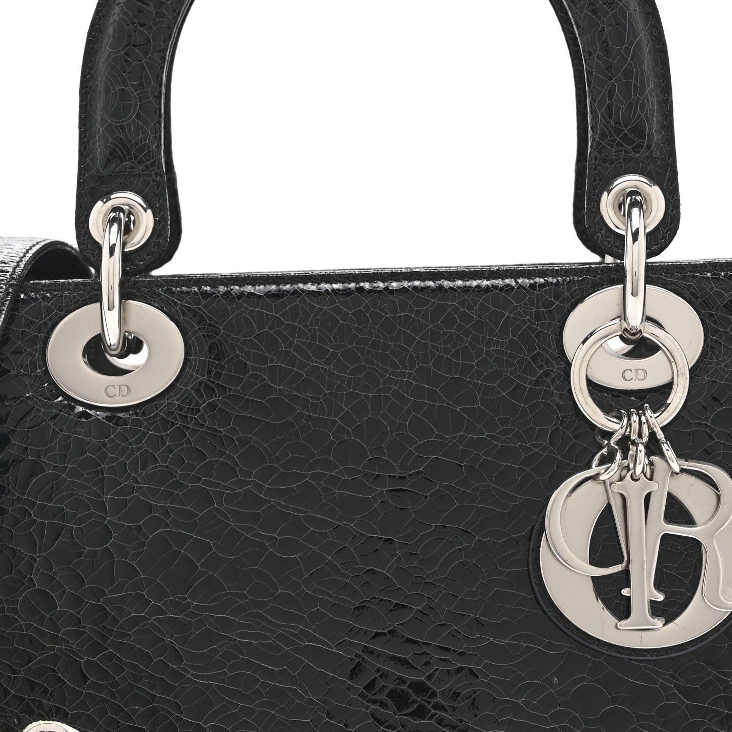 Christian Dior Ceramic Effect Deerskin Jeweled Swan Lady Dior Black