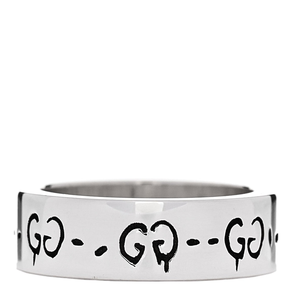 Gucci Sterling Silver 6mm GucciGhost Hamlet Skull Ring 50 5.25
