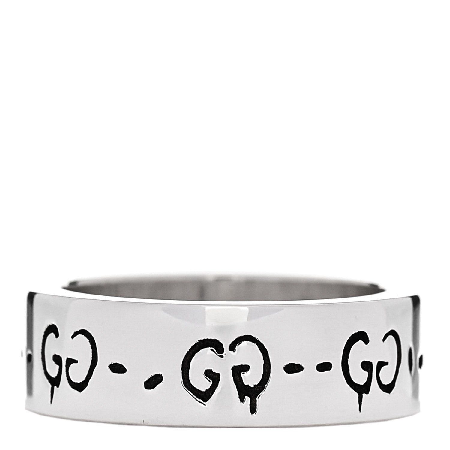 Gucci Sterling Silver 6mm GucciGhost Hamlet Skull Ring 50 5.25