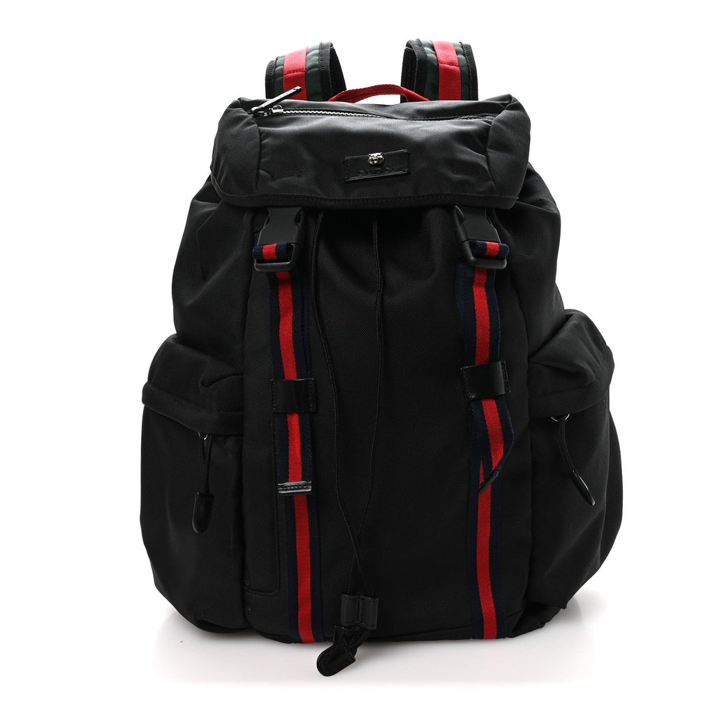 Gucci Techno Canvas Web Double Buckle Backpack Black