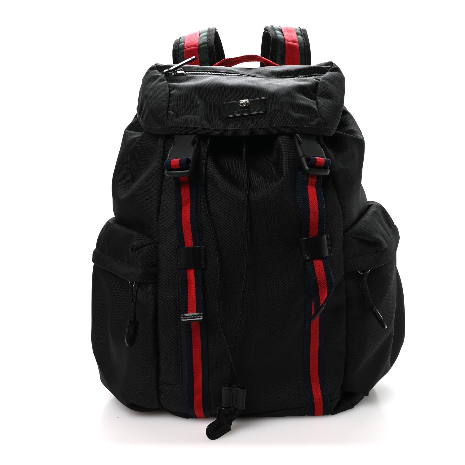 Gucci Techno Canvas Web Double Buckle Backpack Black