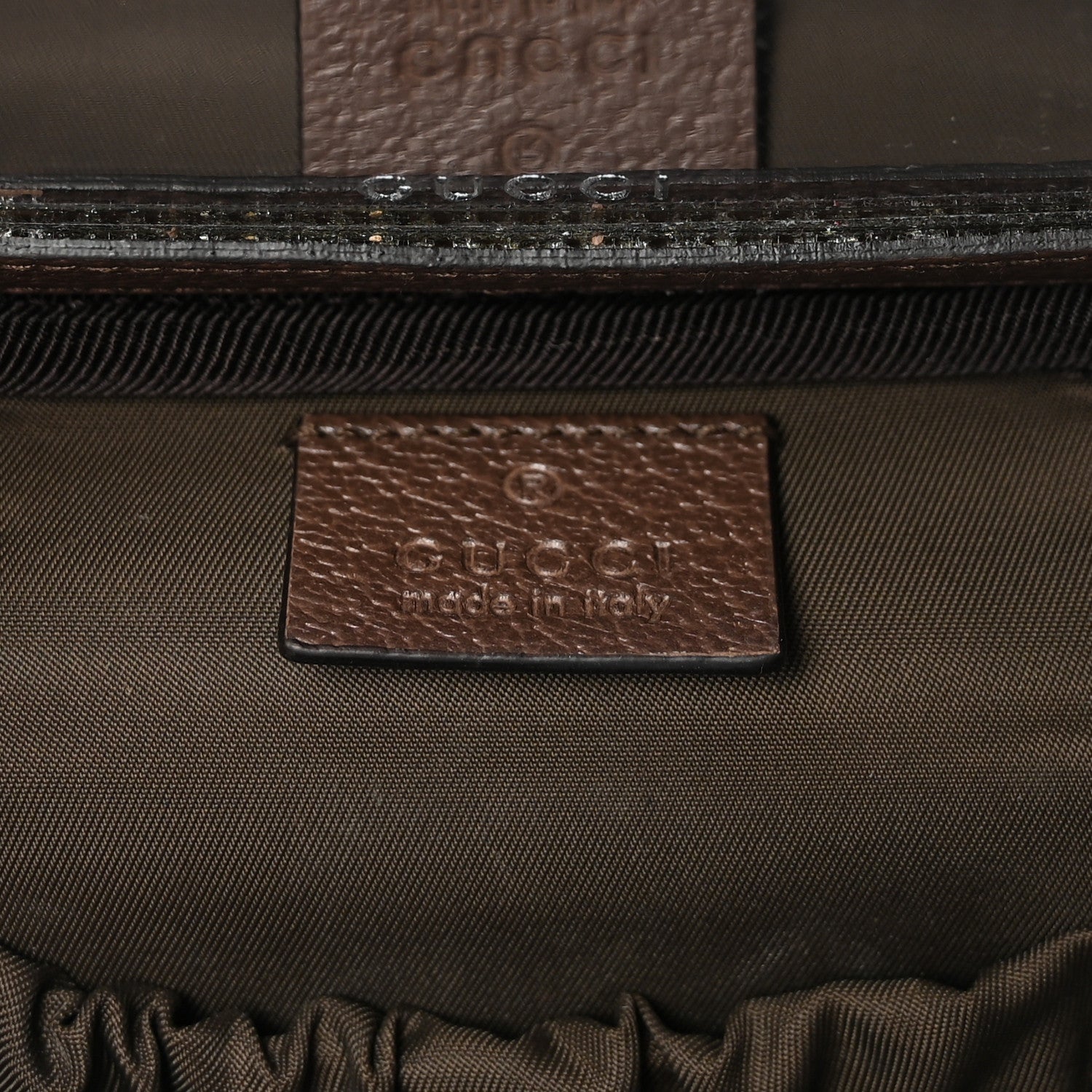 Gucci GG Supreme Monogram Textured Calfskin Web Ophidia Vanity Cosmetic Case Beige Ebony New Acero