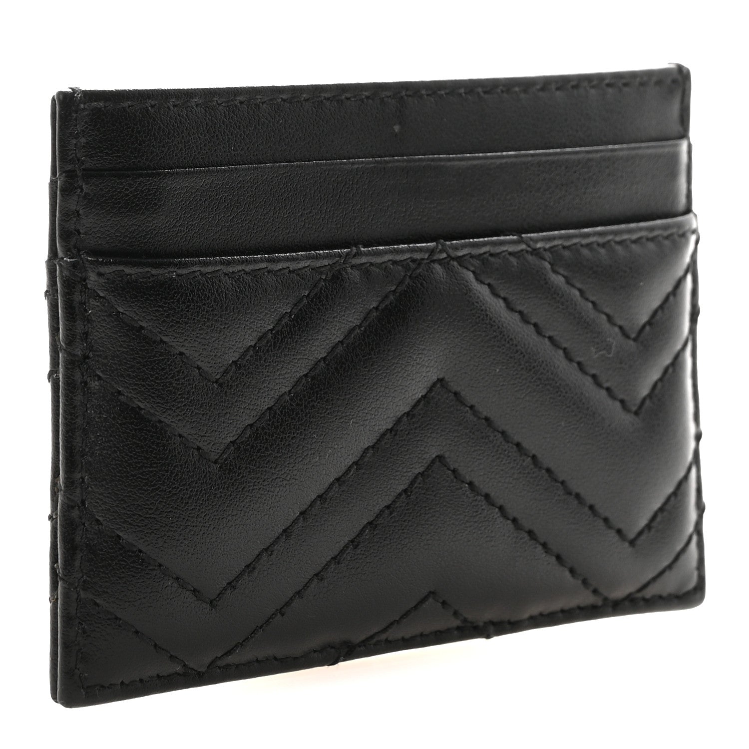 Gucci Calfskin Matelasse GG Marmont Card Holder Black