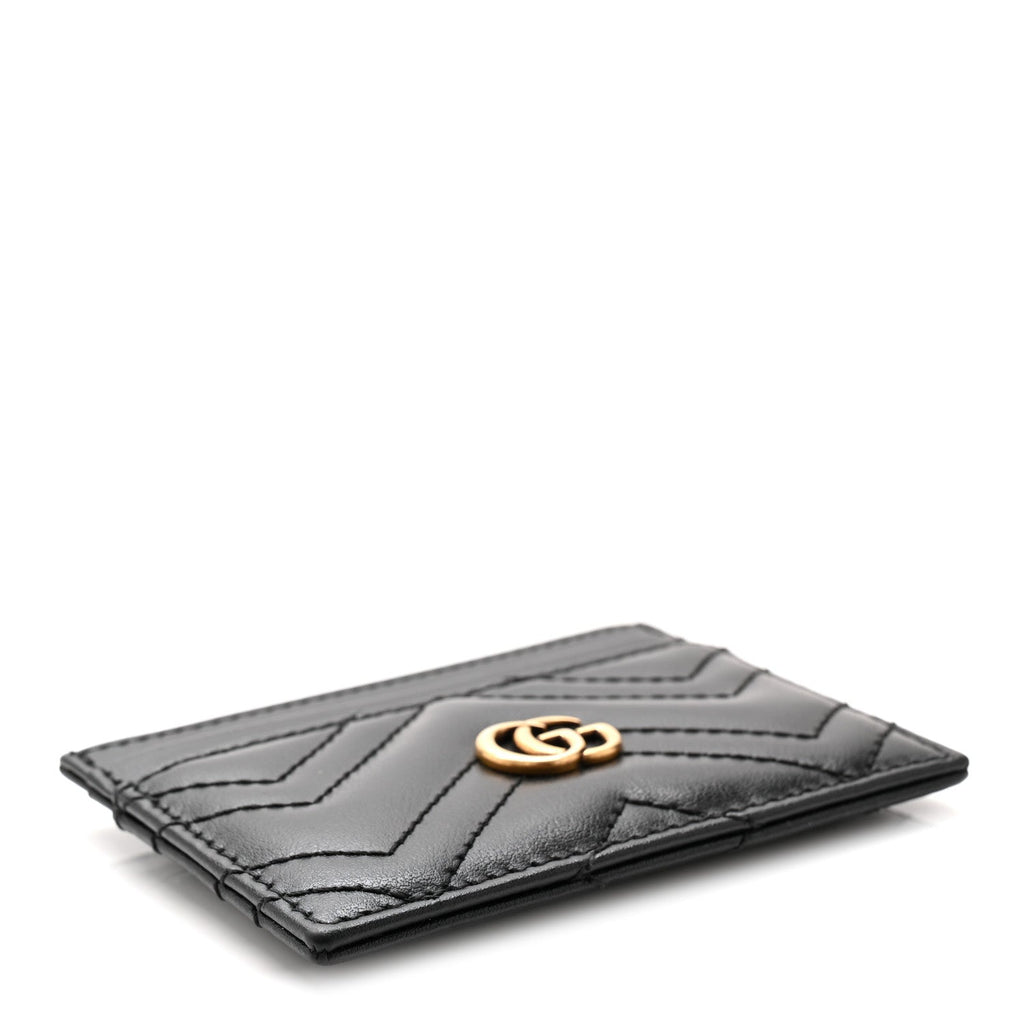 Gucci Calfskin Matelasse GG Marmont Card Holder Black