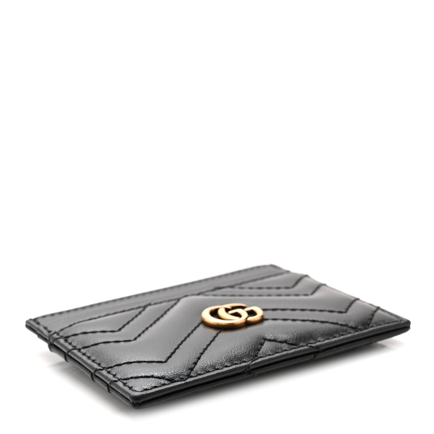 Gucci Calfskin Matelasse GG Marmont Card Holder Black