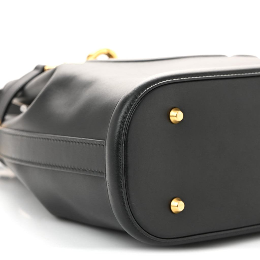Christian Dior Calfskin CD Embossed Medium C'est Chain Bucket Bag Black