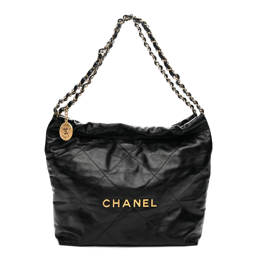 Chanel Shiny Calfskin Quilted Small Chanel 22 Black