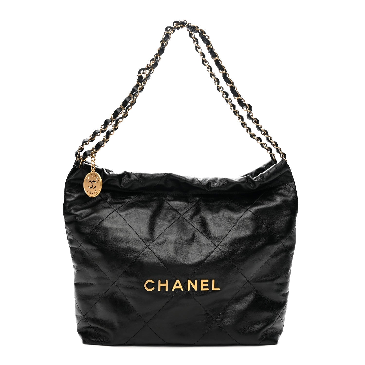 Chanel Shiny Calfskin Quilted Small Chanel 22 Black