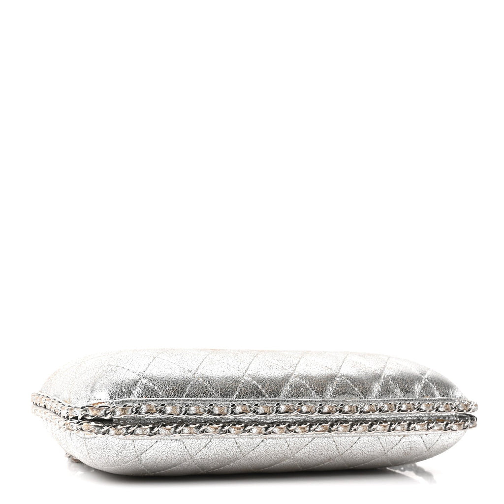 Chanel Metallic Lambskin Small Chain Around Clutch Silver