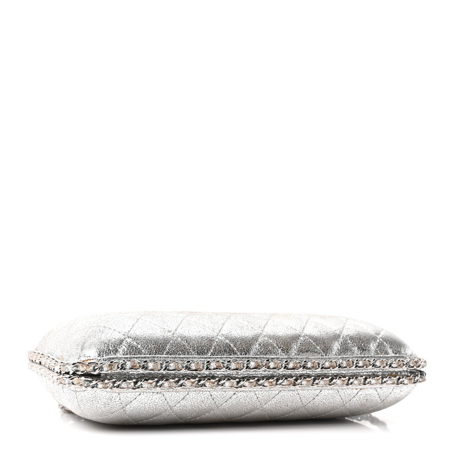 Chanel Metallic Lambskin Small Chain Around Clutch Silver