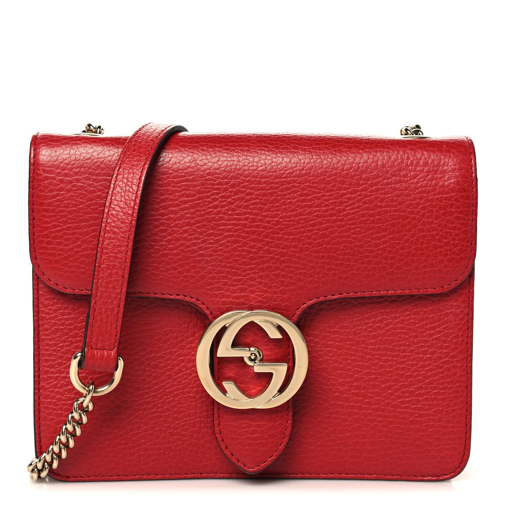 Gucci Dollar Calfskin Small Interlocking G Shoulder Bag Red
