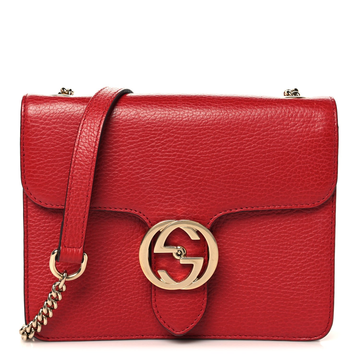 Gucci Dollar Calfskin Small Interlocking G Shoulder Bag Red