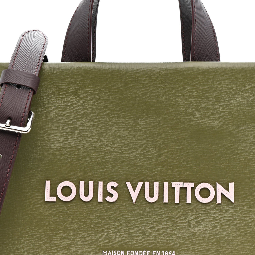 Louis Vuitton Calfskin Mini Shopper Tote Khaki Green