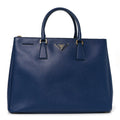 Prada Saffiano Lux Large Galleria Double Zip Tote Bluette