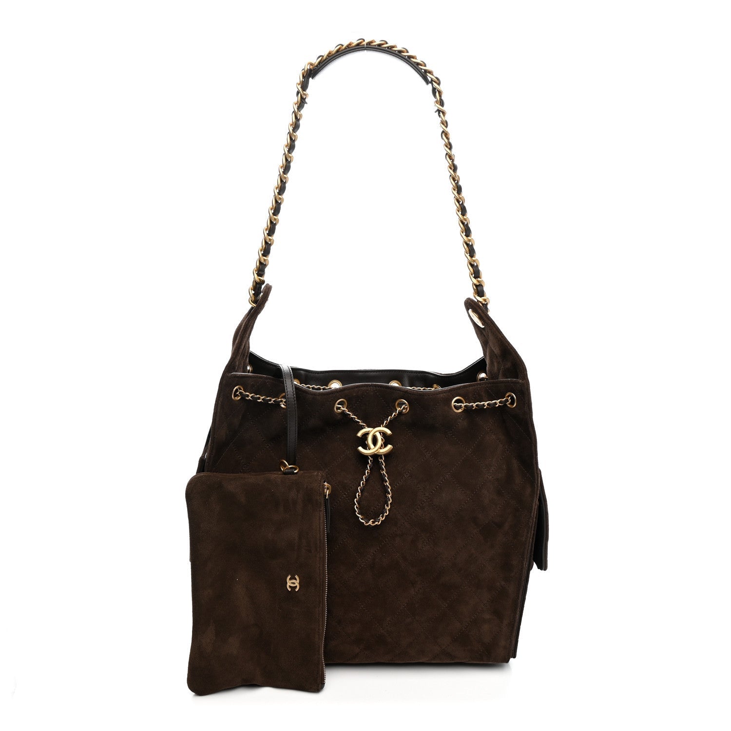 Chanel Suede Quilted Medium Chanel 25 Handbag Dark Brown