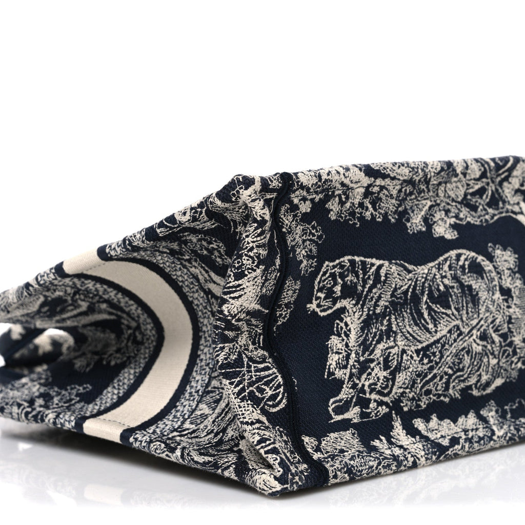 Christian Dior Canvas Embroidered Small Dioriviera Toile De Jouy Book Tote Blue