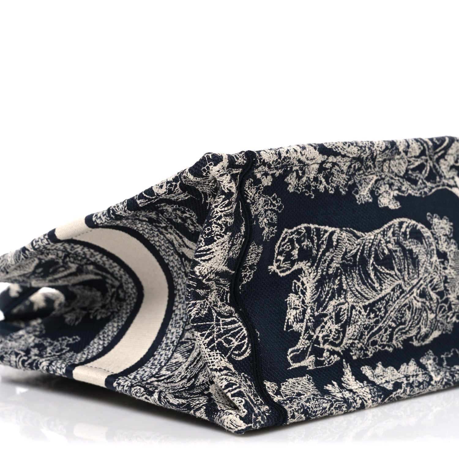 Christian Dior Canvas Embroidered Small Dioriviera Toile De Jouy Book Tote Blue