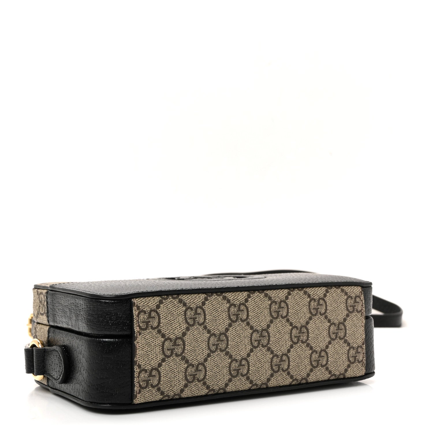 Gucci GG Supreme Monogram Textured Dollar Calfskin Mini New Basket Shoulder Bag Beige Ebony Black