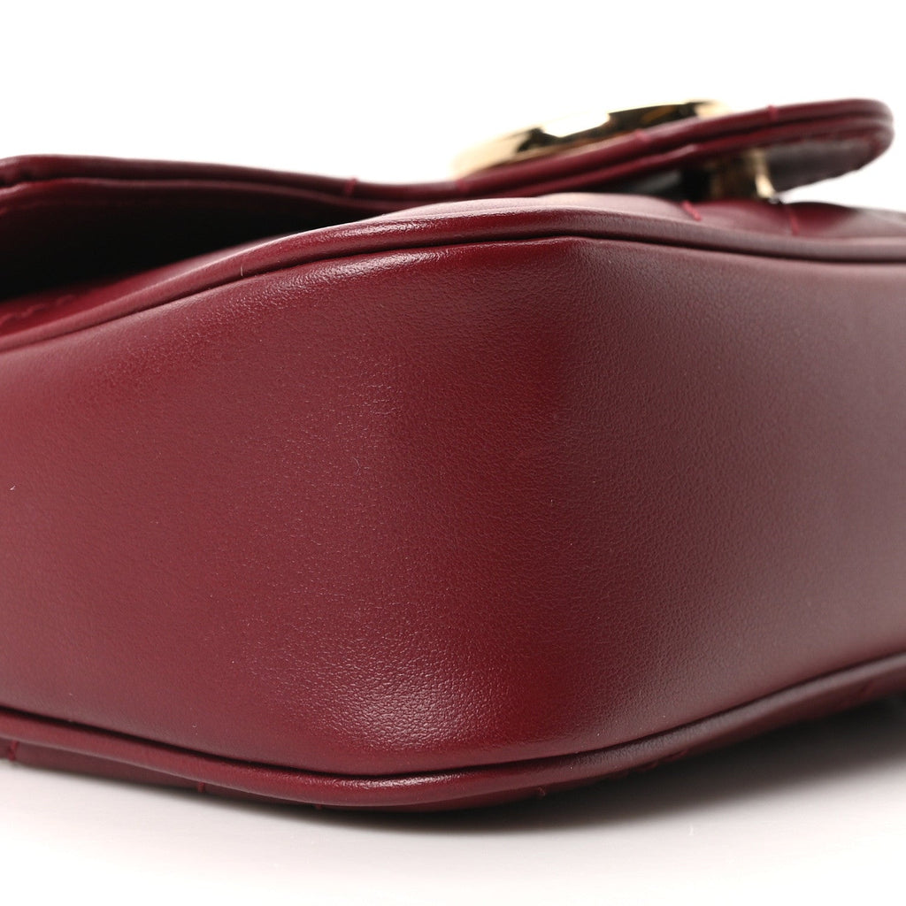 Gucci Calfskin Matelasse Super Mini GG Marmont Shoulder Bag Rosso Ancora
