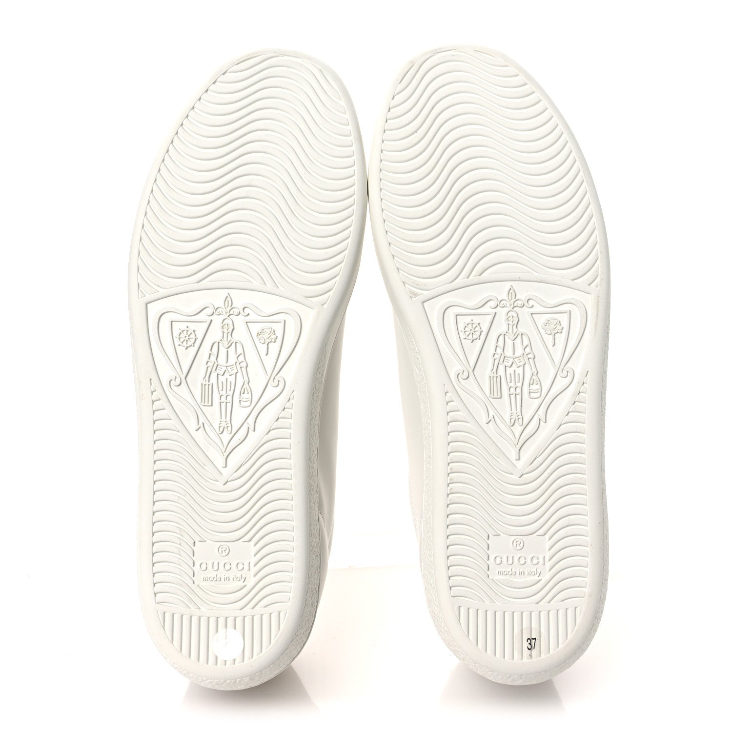 Gucci Calfskin Interlocking G Perforated Womens Ace Sneakers 37 White Grey Sky