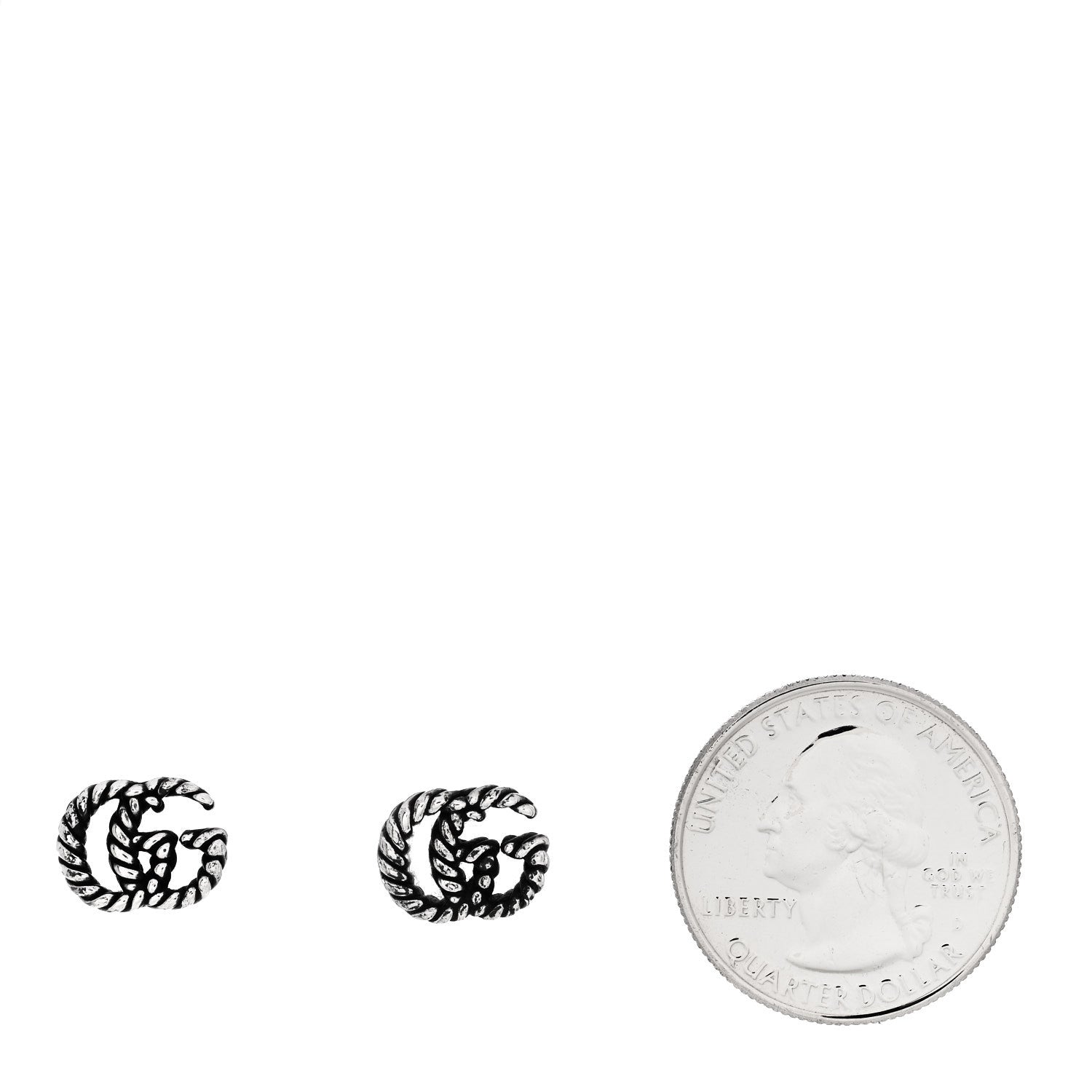 Gucci Sterling Silver Torchon Double G Earrings