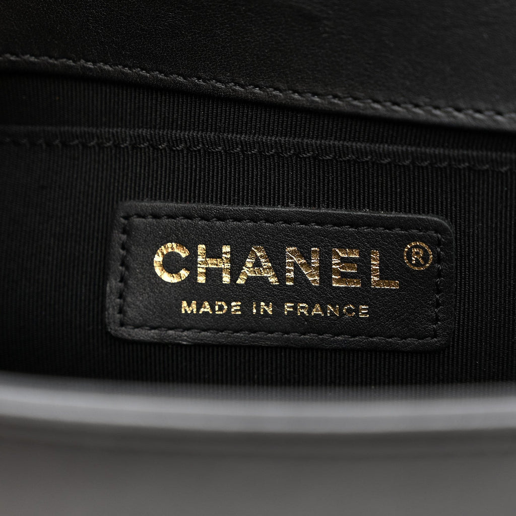 Chanel Metallic Crumpled Goatskin Small Boy Flap Black Gold