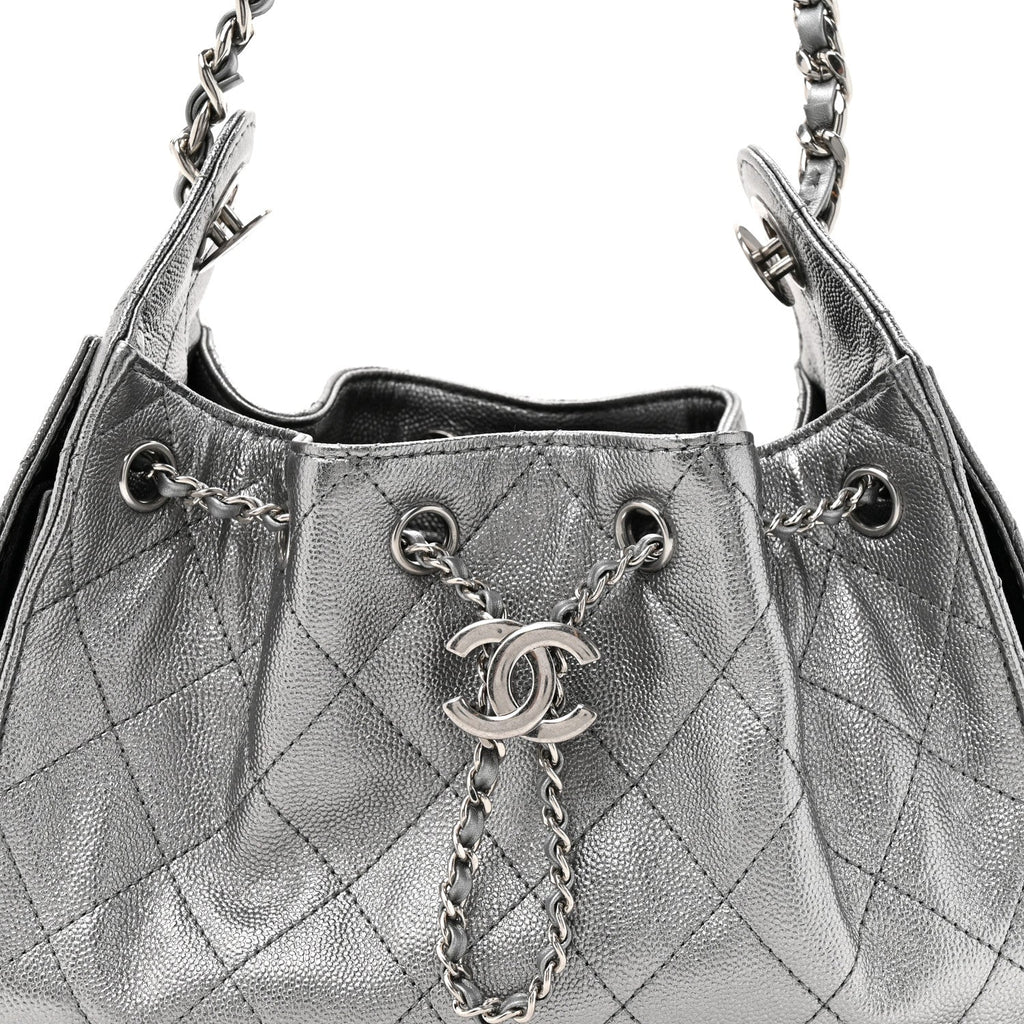 Chanel Metallic Caviar Quilted Mini Chanel 25 Handbag Anthracite
