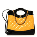 Chanel Patent Calfskin Quilted Mini 31 Shopping Bag Yellow Black